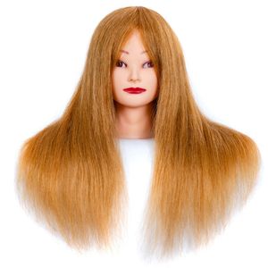 PracticeHairDresserHairdollmannequinheadHarHairstyleswith 100%realhairhoneybonyblondenaturalhair60cmforwomenfactory Direct