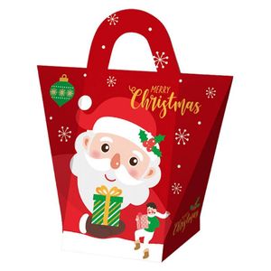 Juldekorationer 10st Papper Behandla väskor med handtag Elk Snowman Santa Claus Candy Box Cookie Boxes Presentpris