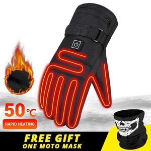 Luvas de motocicleta de inverno aquecida resistente à água motocicleta motociclista Moto Guantes Touch Screen Bateria Aquecimento Luvas de Aquecimento H1022