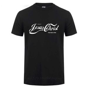 GENIESSEN SIE JESUS CHRISTUS, DEN ECHTEN KÖNIG, CHRISTLICHES SPASS-T-Shirt, Taufe, Kirche, Brautkader, ästhetischer Glaube, Baumwolle, lustiges Geschenk-T-Shirt 210629