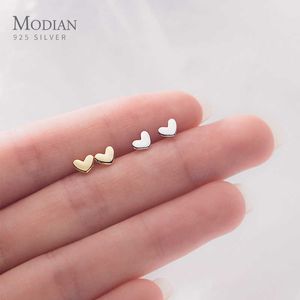 Prosta Moda 925 Sterling Silver Mini Love Hearts Stud Kolczyk Dla Kobiet Tiny Ear Pin Fine Jewelry Girl Gift 210707