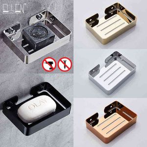 ELLEN Bathroom Soap Dish Wall Mounted 304 Stainless Steel Brush Nickel Finished Sqaure Bath Soap Holder MLB9014 211119