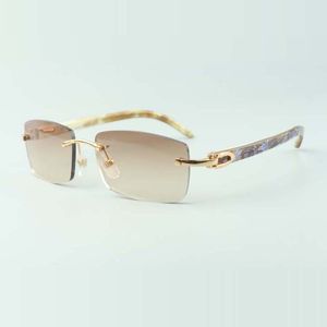 Factory wholesale sales of rimless sunglasses 3524012-A1 original shell pattern white horns high quality unisex glasses