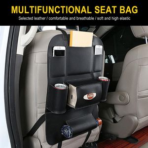 Car Organizer Universal Back Seat Storage Bag Trunk PU Leather Drink Cup Holder Hanging Water Paper Accessories