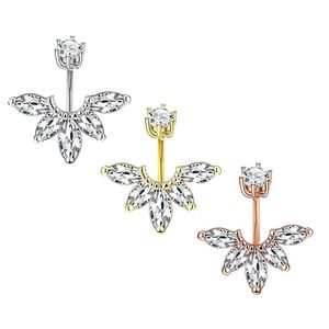 Dangle Flower Body Piercing Smycken Dubbel-End CZ Belly Button Barbells Zircon Navel Ring med blommor