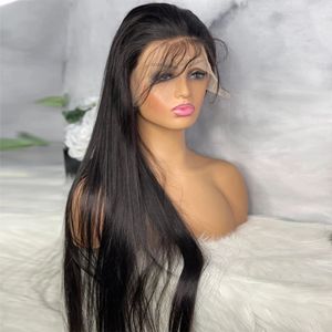 Transparent Lace Synthetic 26 Inch Silky Straight LaceS Front Wig T Part Wigs Heat Resistant Fiber Black Color With Baby Hair Synthetics hairs for women