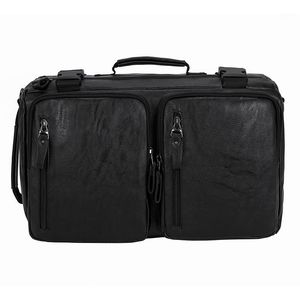 Pastelcases Men pasta para o laptop PU couro de 15,6 polegadas de trabalho ombro de negócios backbody big preto preto