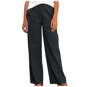 Pantaloni Per Le Donne di Lino Multi-Tasche Solid Pantaloni Casual Pantaloni Larghi Tuta Pantaloni pantalones de mujer Q0801