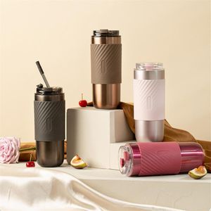 Portable Thermos Mug Water Bottle Portable Large Capacity Coffee Cup With Straw Insulation And Colda51
