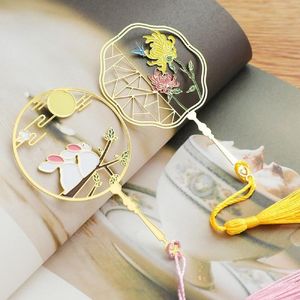Bookmark Orchid Flowers Hollow Vintage Chinese Style Brass Metal Panda Cat Labels Office School Supplies