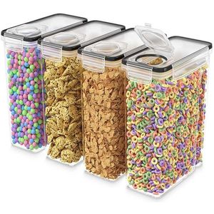 1pcs 4l CEREAL CONTAINERS LAGRING SET Dispenser Airtight BPA-Free Pantry Organisation Canister för socker mjöl Mat kan 211112