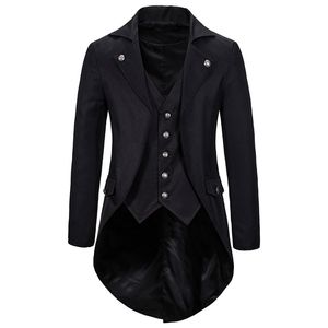 Men's Steampunk Vintage Countercoat Jacket Gótico Victorian Frock Trench Revestimento de Halloween Uniforme Traje Vestuário para Cantores 211120