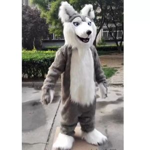 Grey Husky Cão Mascot Traje de Alta Qualidade Dos Desenhos Animados Anime Tema Caráter Adultos Tamanho Natal Carnaval Festa de Aniversário Outdoor Outfit
