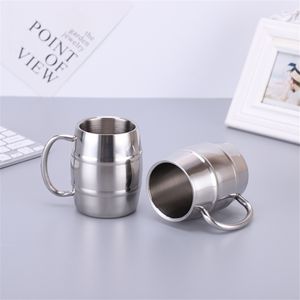 Beer Mug Coffee Tumbler 450ml 15oz 18/8 Stainless Steel Camping Tea Cup 2 Walls No Vacuum Portable Water Mugs Insulated Glass Drinkware Polished