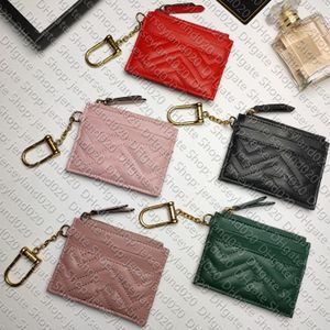 627064 Marmont KeyChain Wallet Designer Kvinnor Slim Zippe Coin Purse Key Pouch Pochette CLE Card Holder Case Bag Charm Accessoires