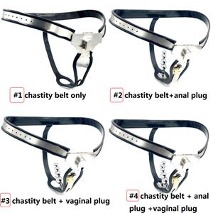 Adjustable Female EMCC Stainless Steel Chastity belt Device Soft Silica liner Anal Vaginal plug SM Bondage sex toys for women