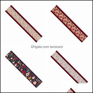 Christmas Decorations Festive & Party Supplies Home Garden 33X180Cm Decoration Linen Printed Table Flag Tablecloth Placemat Xmas Tassels Tab