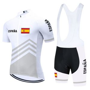 2021 Team Spanje Wielertrui Bib Set Wit Fiets Kleding Sneldrogende Fietskleding Mannen Korte Maillot Culotte pak