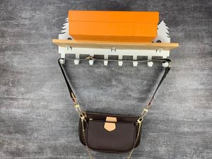 مصمم حقيبة فاخرة متعددة قماش المرأة pochette الكتف اكسسوارات crossbody الجلود 3 مجموعات أحادية قطعة حقيقية المحافظ سلسلة حقائب اليد