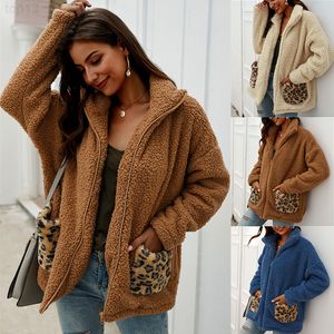 Leopard Cardigans toptan satış-Kürk Tasarımcı Orijinal Giysileri Femme Sonbahar Kış Kalın Bayan Moda Kazak Üst Wrap Yün Hırka Şal Ceket Ceket Sıcak Leopar Rahat