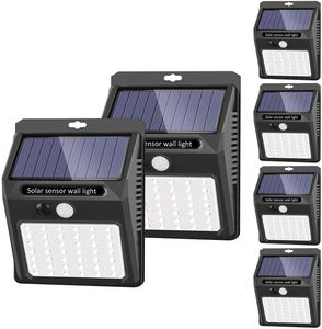 6 Pack Solar Lights Outdoor 3 Arbetsläge Säkerhetslampor Motion Sensor Wireless IP65 Vattentät Utomhusbelysning För Garden Fence Patio Garage (42 LED)