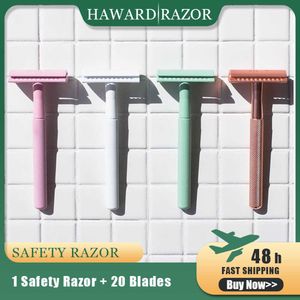 Haward Double Edge Safety for Men 10 Färger Kvinnor Hårborttagning Shaver Classic Manuell Razor Gratis 20 Shaving Blade
