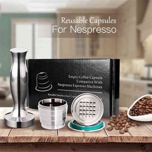 ステンレスネスプレッソCafeteira Capsulas de Cafe Recargables Reutilizables詰め替え可能なカプセル再利用可能なコーヒーフィルターのドリッパー210712