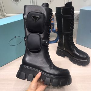 Show-Tankschuhe, Stiefel mit dicken Sohlen, klassische Taschendekoration, Dreieckslogo, weiches Leder, Größe 35–40