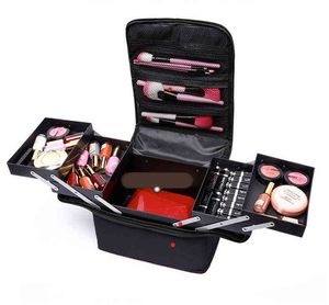 NXY kosmetiska påsar gör upp handhållen stor kapacitet Multi Layer Manicure Frisör Broderi Tool Kit Kosmetika Lagringsfall Toalettsaker 220303