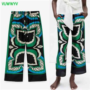 VUWWYV Za Wide Leg Pants Women High Waist Print Loose Woman Summer Streetwear Trousers Straight Pant Suits 210915