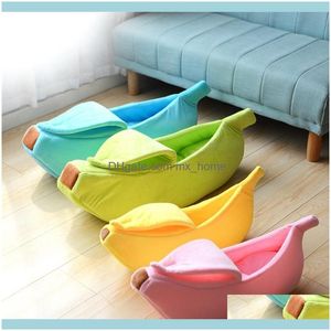 Houses Kennels Aessories Dog Supplies Home Gardenana Shaped Cat Bed House Warm Cozy Puppy Cushion Kennel Portable Soft Pet Sofa Cute Sleepin