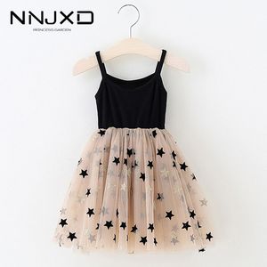 3-8 Years Summer Girls Clothes Kids Dresses For Girls Casual Wear Bling Star Sling Dress Baby Girl Party Children Clothing Q0716