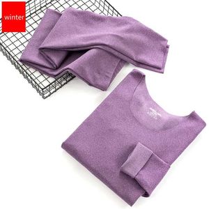 Winter Thermal Underwear Long Johns Set Sleeves Tops Mid Waist Buttoms Warm Body Panties Thick Seamless Cotton Clothes 211108