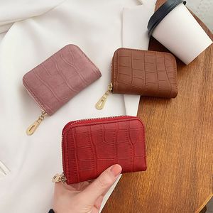 Womens business card holder female large capacity multi pocket coin purse zip bank card holders clip wallet