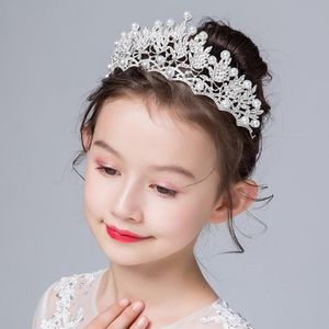 Headpieces cor de prata coroas de cristal para crianças meninas pérolas tiaras diadems casamento júnior dama de honra acessórios de cabelo