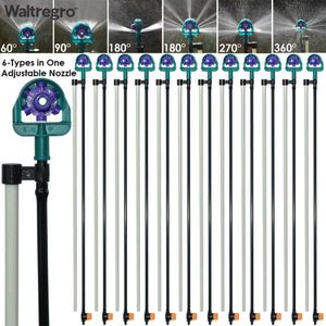 Trädgårdsvattning Bevattningsmunstycken Justerbar vinkel Sprinklers 60/90/180/270/360 Grad på 50cm Filberglass Stake växthus 210610