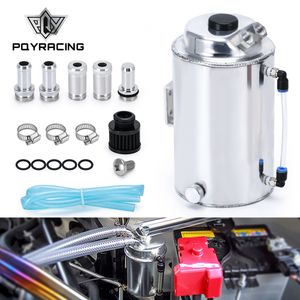 PQY - 2L 2 Litre Aluminum Polished Round Oil Catch Can Tank With Breather Filter PQY-TK01