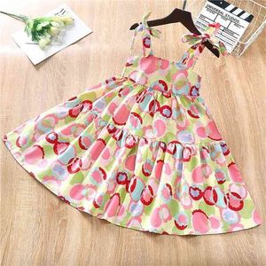 Gooporson verão praia meninas princesa vestido elegante flor arco laço suspender vestido coreano moda crianças roupas vestidos 210715