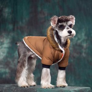 Super varm vinterhundkläder för små hundar Vattentät Tyg Höst Tjock Pet Hoodies Chihuahua Puppy Kostym Furrock för Pug 211007