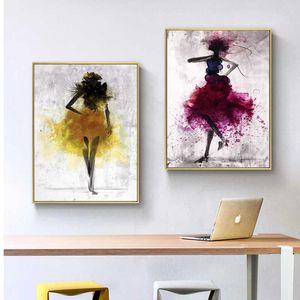 ダンススカートガールキャンバスポスター抽象的な壁アート絵画ノルディックポスターとプリント壁の写真のための壁の写真x0726