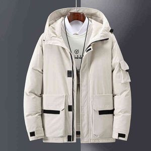 Men's White Duck Down Jacket Warm Hooded Thick Puffer Jacket Coat Male Casual High Quality Overcoat Thermal 2021 Winter G1108