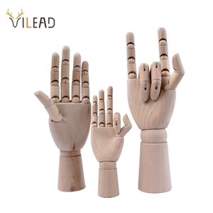 VILEAD Wooden Hand Figurines Rotatable Joint Model Drawing Sketch Mannequin Miniatures Office Home Desktop Room Decoration 211101