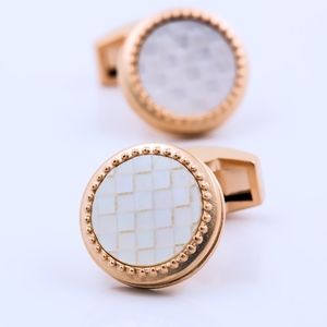 KFLK jewelry 2018 for men's shirts cufflinks rose gold color cuff links shell buttons high quality luxury wedding guests
