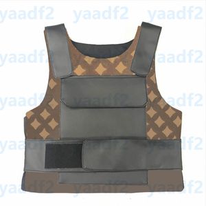 Fiori marroni Lettere Gilet tattici Gilet protettivo in pelle moda Gilet ciclo caccia all'aperto Canotte vintage da uomo da donna