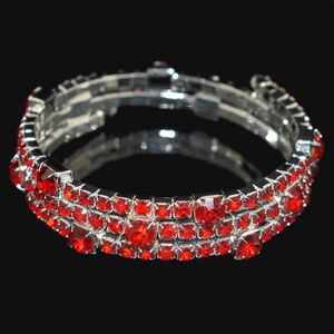 Moda Złoto Posrebrzane Rhinestone Mankiet Bransoletka Dla Kobiet Dziewczyna Czerwony Niebieski Kolorowe Shinning Crystal Szerokość Bransoletki Bransoletki Q0719