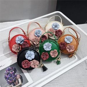 Mini borsetta rotonda per bambini Borsa a tracolla per ragazze di fiori carine Borsa per monete per bambini Kawaii Borsa per feste per bambina