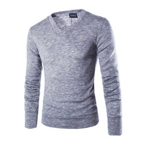 Varsanol Cotton Sweater Men Long Sleeve Pullovers Outwear Man V-Neck sweaters Tops Loose Solid Fit Knitting Clothing 7Colors 210909