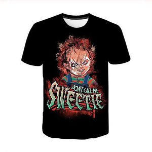 Nova Moda Mulheres Homens Chucky Engraçado 3D Impressão Unisex t - shirts Casual camiseta CAMISETA HIP HOP Verão Tops XB0109