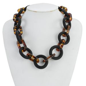 Pendant Necklaces Amorcome Chunky Tortoise Shell Acrylic Black Rubber Chain Necklace For Women Unique Choker Bib Statement Collares