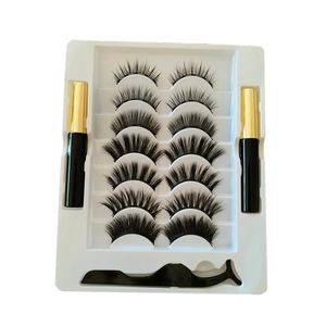 Kit ciglia magnetiche + eyeliner 7 paia ciglia magnetiche naturali riutilizzabili con 2 tubi eyeliner con pinzette